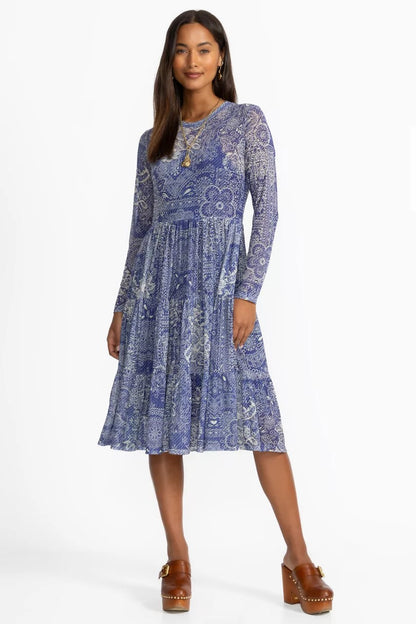 Johnny Was Women LONG SLEEVE MESH TIERED DRESS