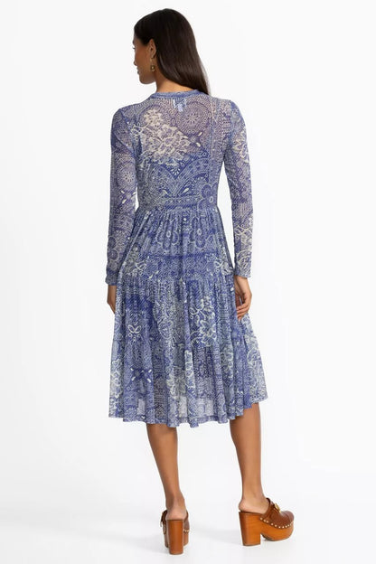 Johnny Was Women LONG SLEEVE MESH TIERED DRESS