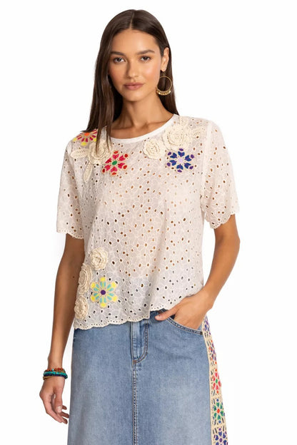 Johnny Was Women NYDIA APPLIQUE TOP