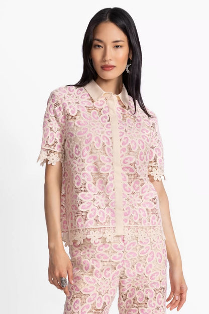Johnny Was Women BILLIE LACE BUTTON DOWN SHIRT