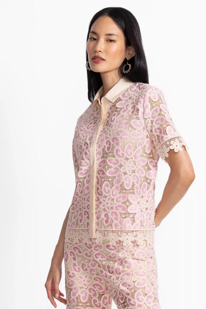 Johnny Was Women BILLIE LACE BUTTON DOWN SHIRT