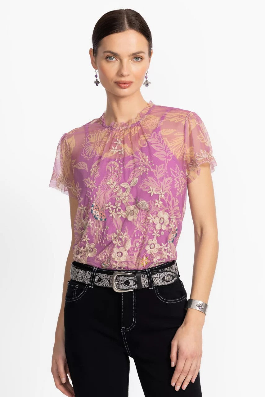 Johnny Was Women MAZZY RUFFLE NECK BLOUSE