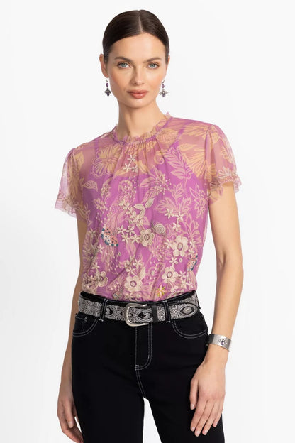 Johnny Was Women MAZZY RUFFLE NECK BLOUSE