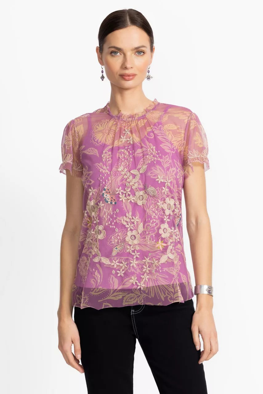 Johnny Was Women MAZZY RUFFLE NECK BLOUSE