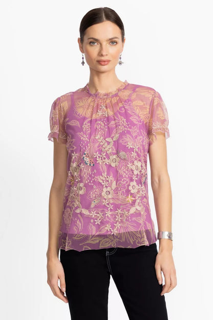 Johnny Was Women MAZZY RUFFLE NECK BLOUSE
