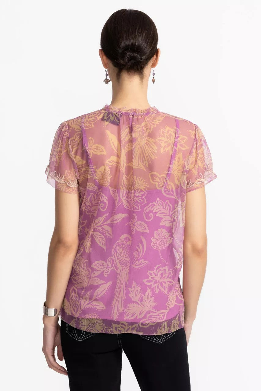Johnny Was Women MAZZY RUFFLE NECK BLOUSE