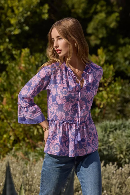 Johnny Was Women FLORENTINA RUFFLE LAKE BLOUSE