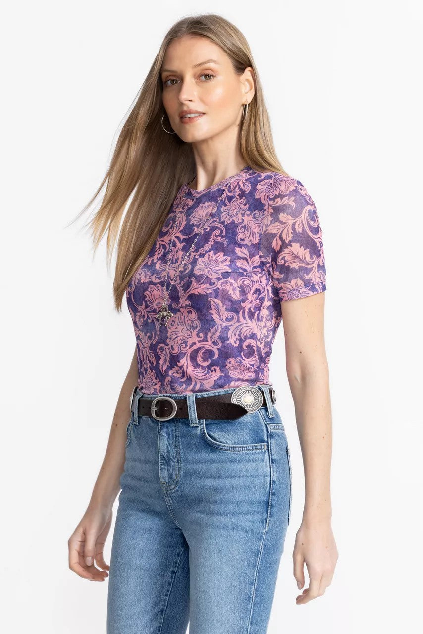 Johnny Was Women ELEANOR SHORT SLEEVE MESH TEE