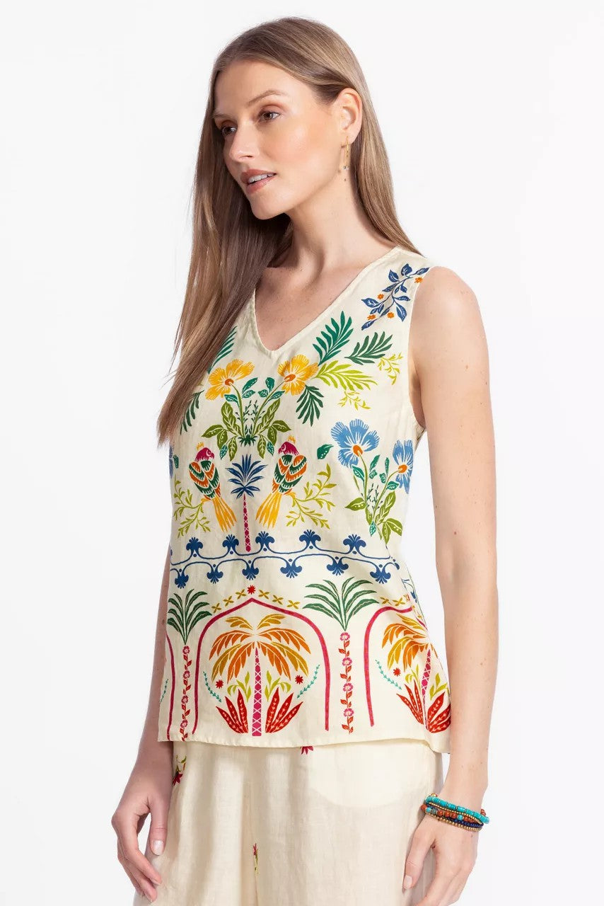 Johnny Was Women BUTTON BACK LINEN TANK