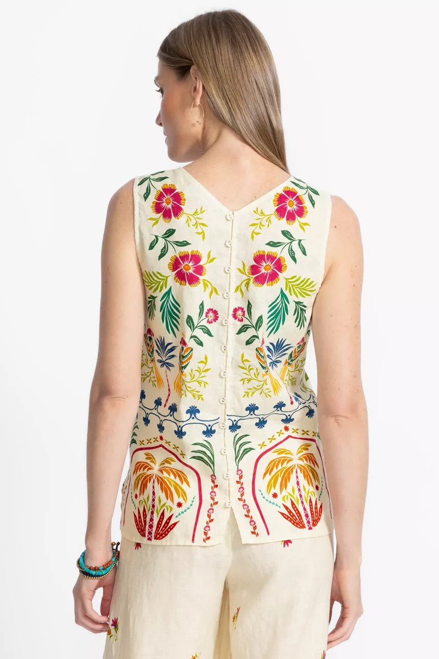 Johnny Was Women BUTTON BACK LINEN TANK