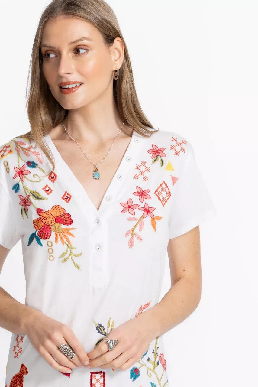 Johnny Was Women BUTTON NECK TEE