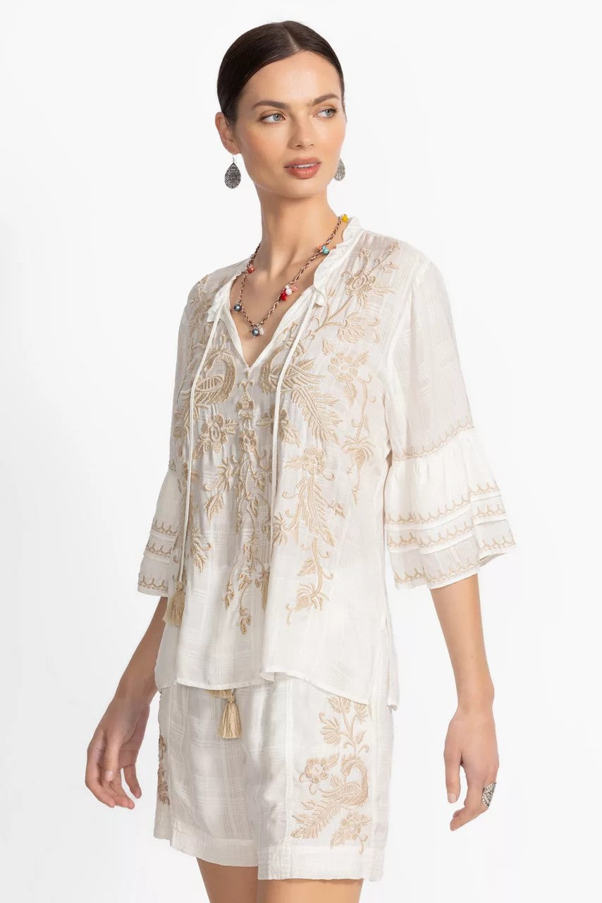 Johnny Was Women RUFFLE SLEEVE BLOUSE