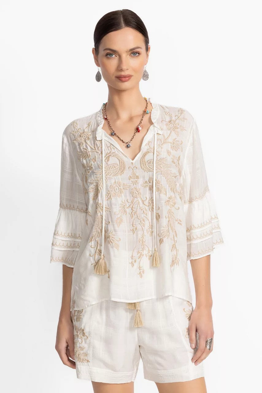 Johnny Was Women RUFFLE SLEEVE BLOUSE