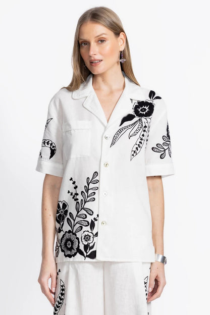 Johnny Was Women LINEN CAMP SHIRT