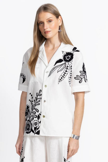 Johnny Was Women LINEN CAMP SHIRT