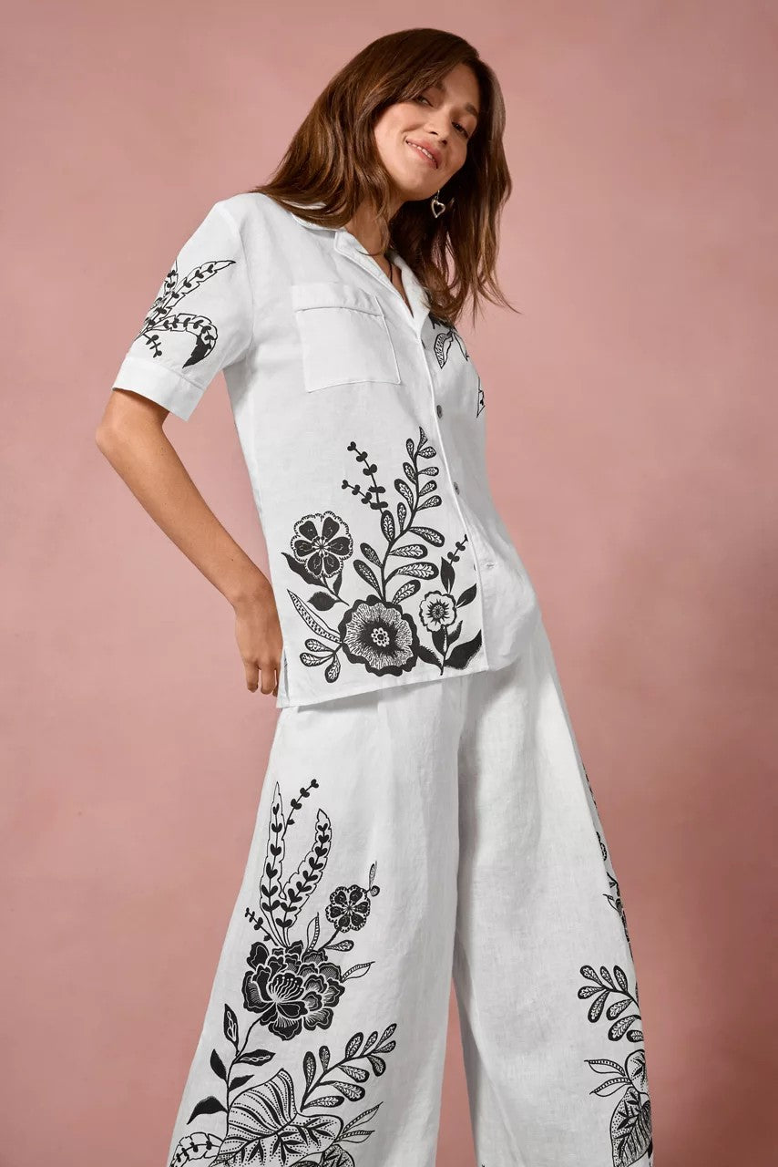 Johnny Was Women LINEN CAMP SHIRT