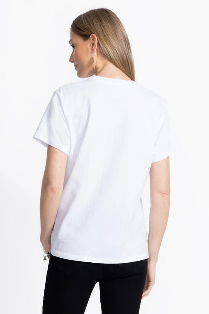 Johnny Was Women FLOCKED CREW NECK TEE