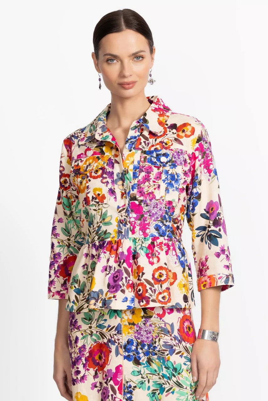 Johnny Was Women PEPLUM LINEN JACKET