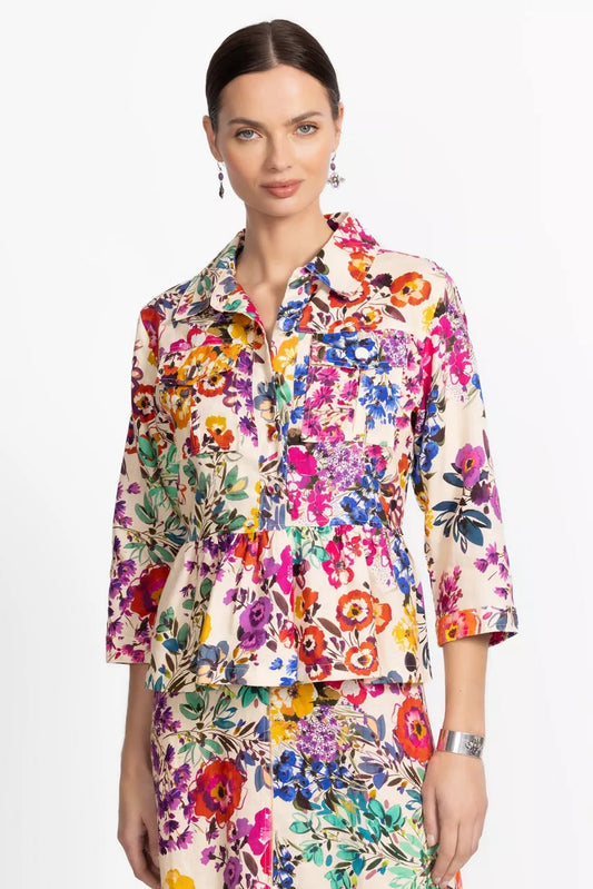 Johnny Was Women PEPLUM LINEN JACKET