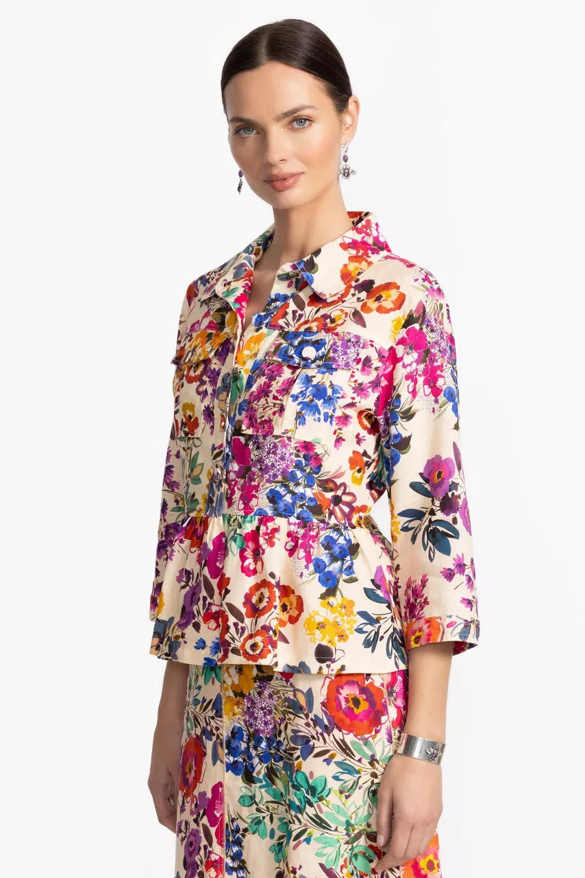 Johnny Was Women PEPLUM LINEN JACKET