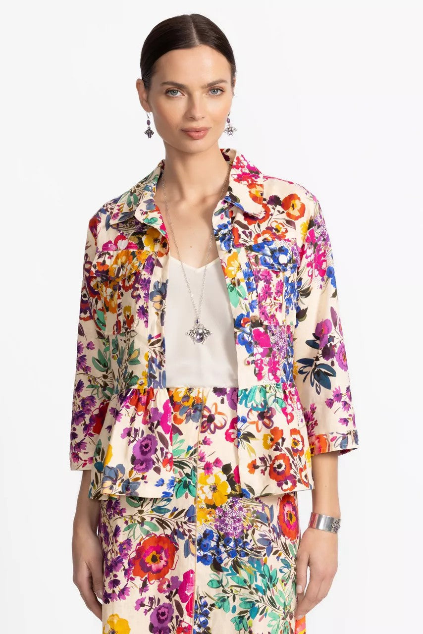 Johnny Was Women PEPLUM LINEN JACKET