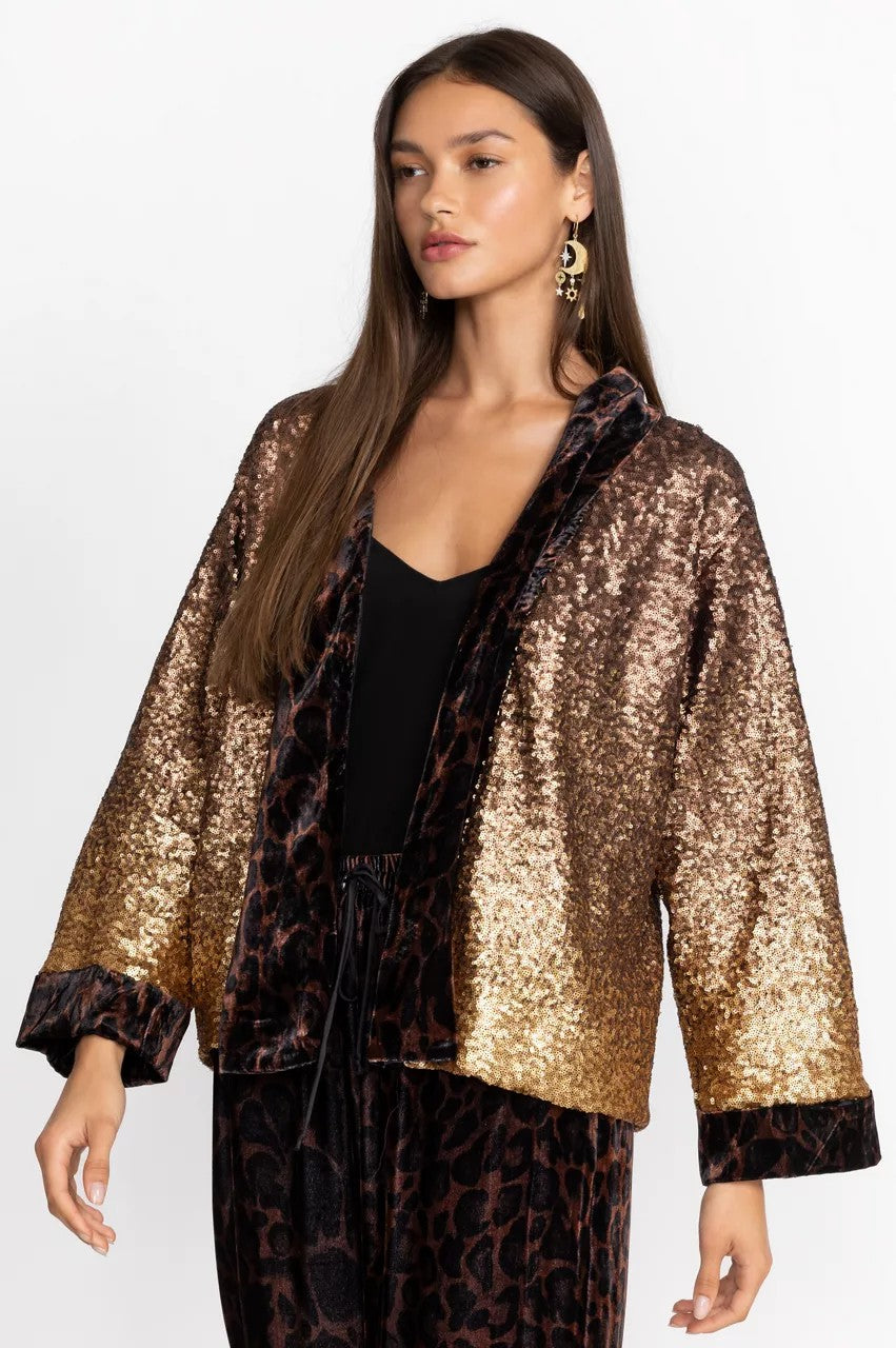 Johnny Was Women Sequin Gold Plaza Kimono