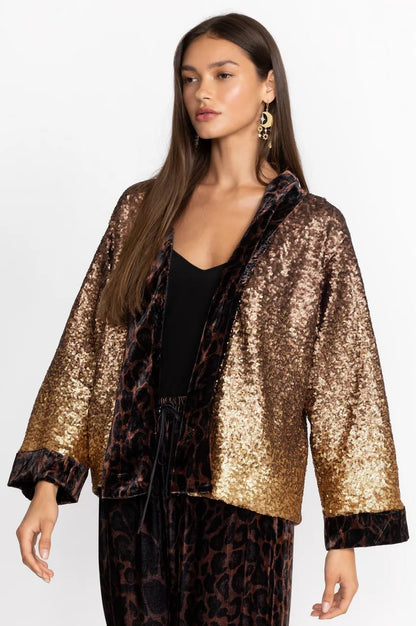Johnny Was Women Sequin Gold Plaza Kimono