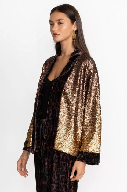 Johnny Was Women Sequin Gold Plaza Kimono