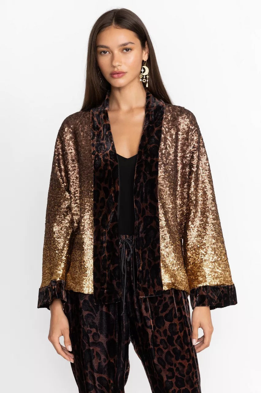 Johnny Was Women Sequin Gold Plaza Kimono