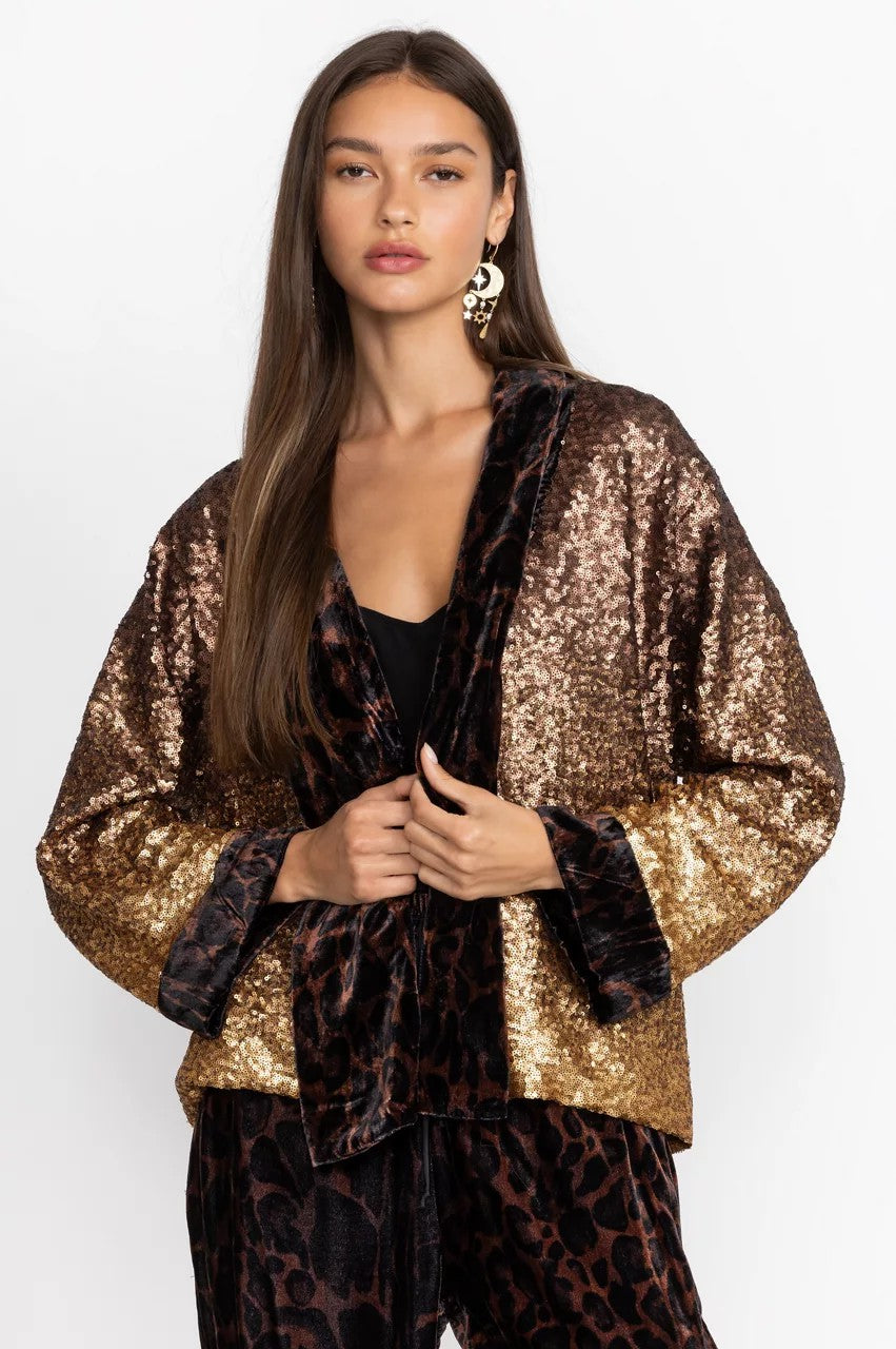 Johnny Was Women Sequin Gold Plaza Kimono