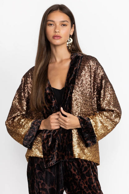 Johnny Was Women Sequin Gold Plaza Kimono