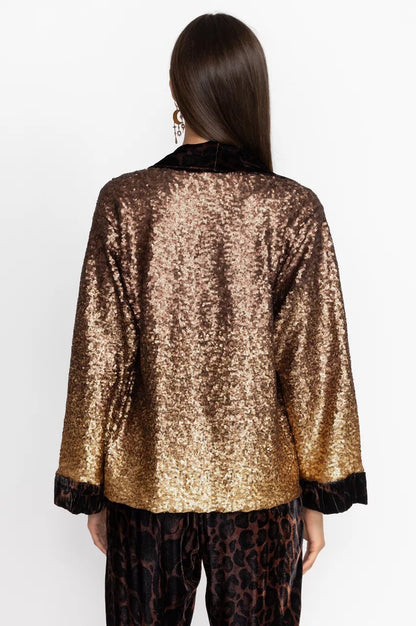 Johnny Was Women Sequin Gold Plaza Kimono