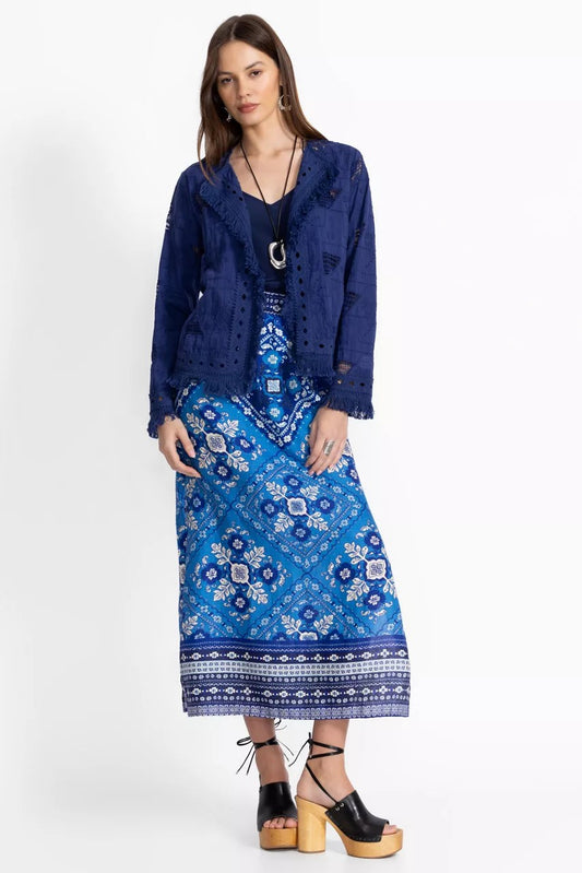 Johnny Was Women LINEN HIGH SLIT SKIRT