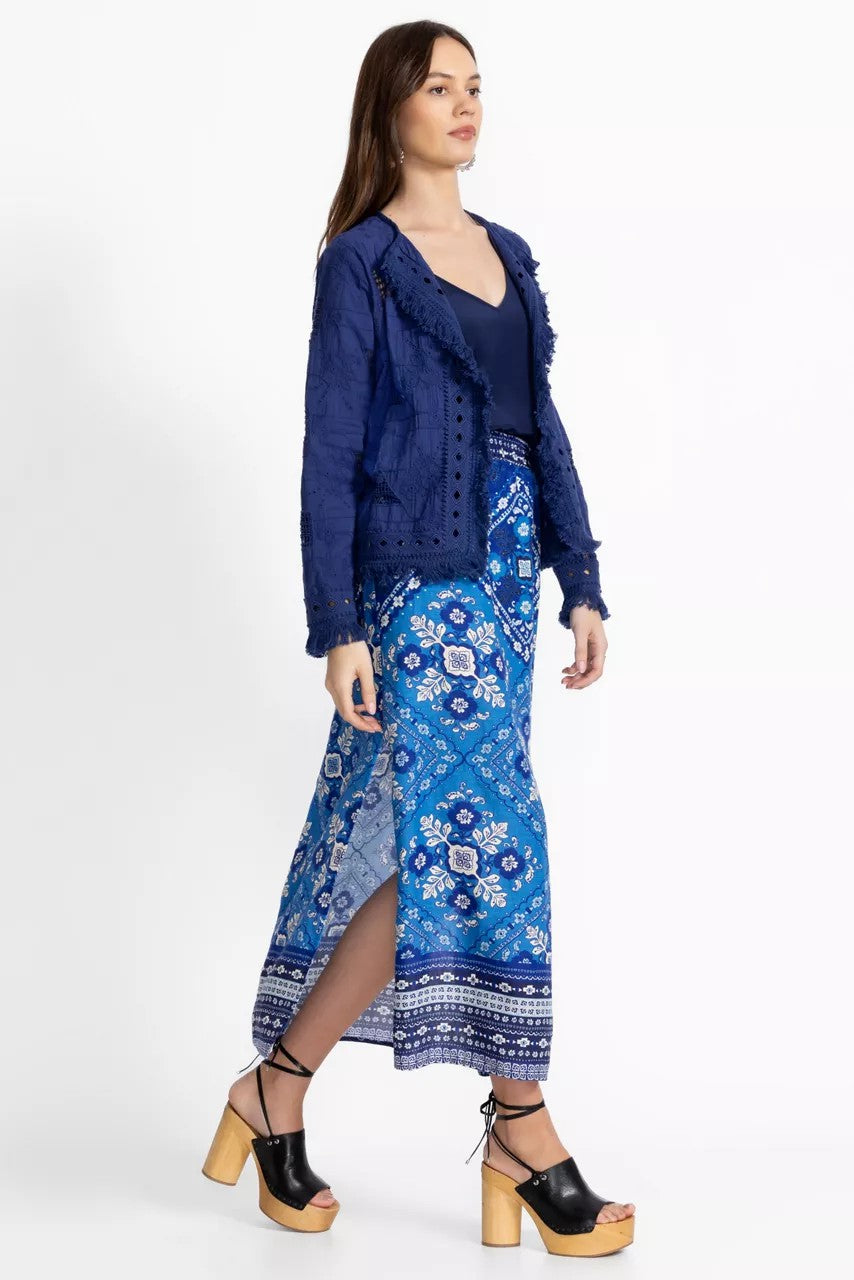 Johnny Was Women LINEN HIGH SLIT SKIRT