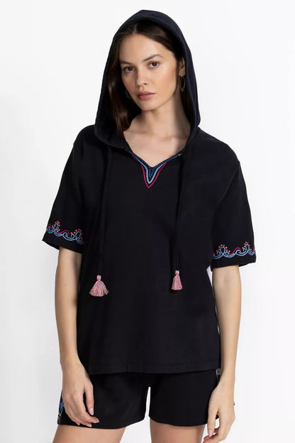 Johnny Was Women BEE ACTIVE NOTCHED PULLOVER HOODIE