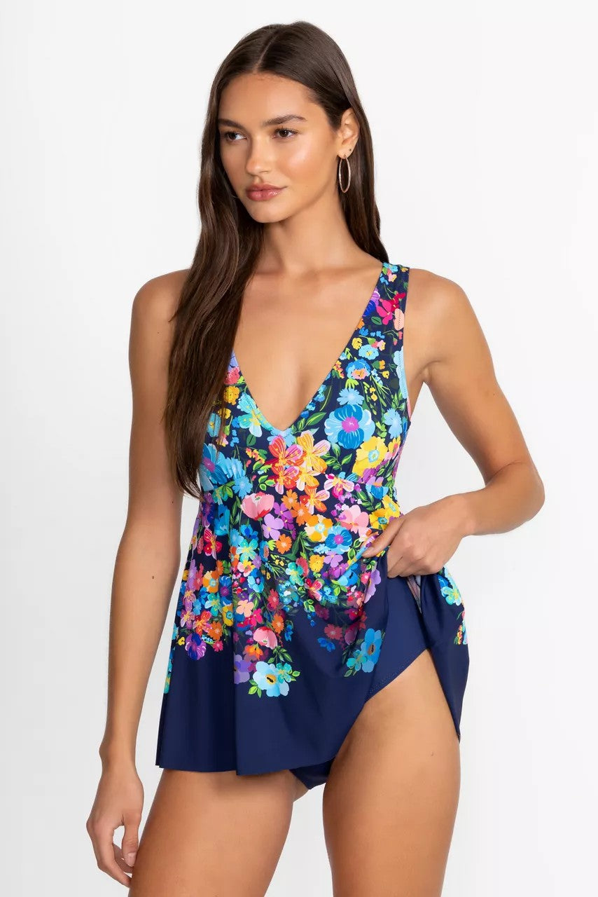 Johnny Was Women WILD BLOOM BACK TIE SKIRTED ONE PIECE