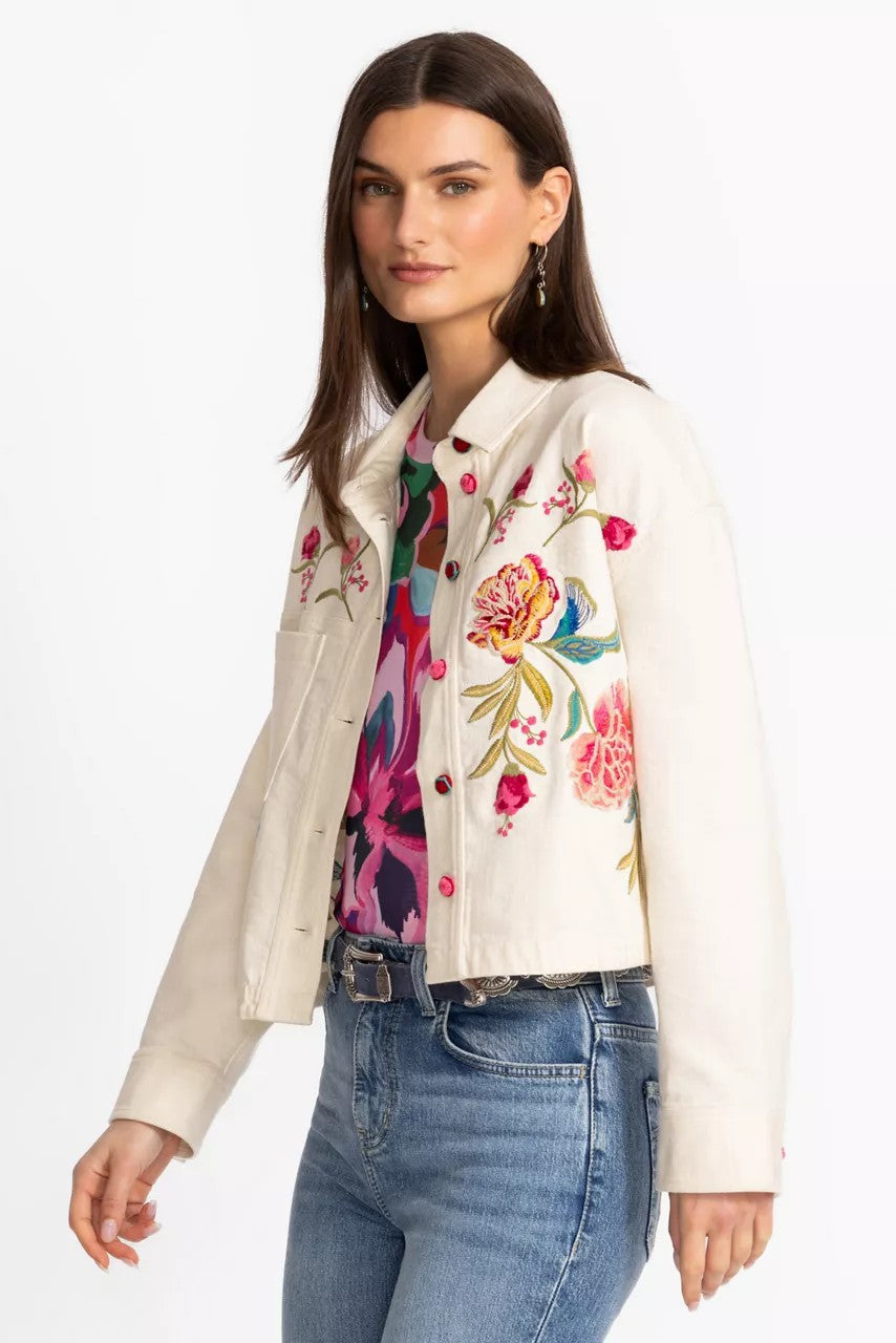 Johnny Was Women CROCHET CROPPED DENIM JACKET
