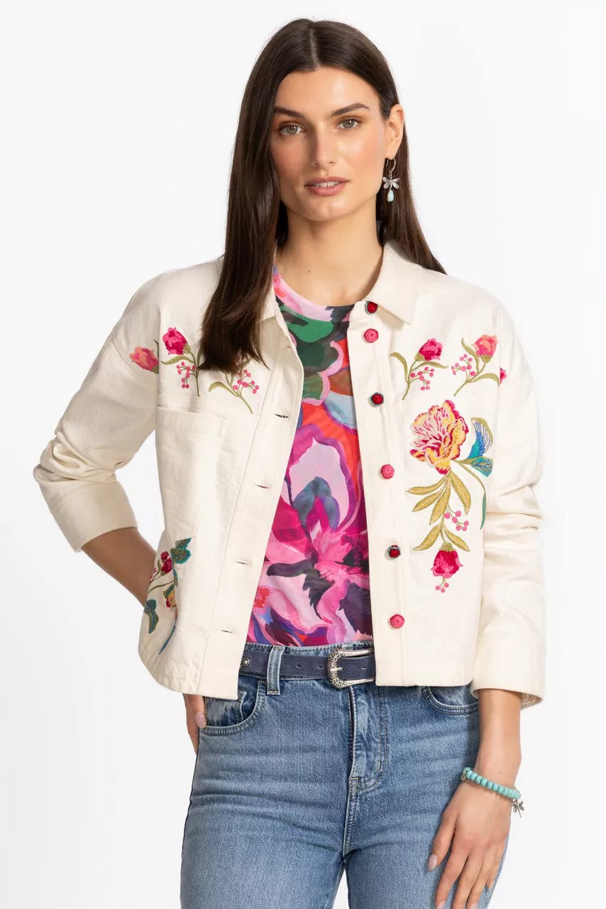 Johnny Was Women CROCHET CROPPED DENIM JACKET