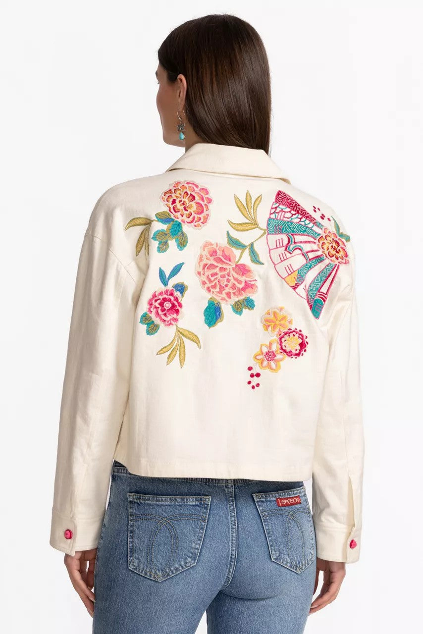 Johnny Was Women CROCHET CROPPED DENIM JACKET