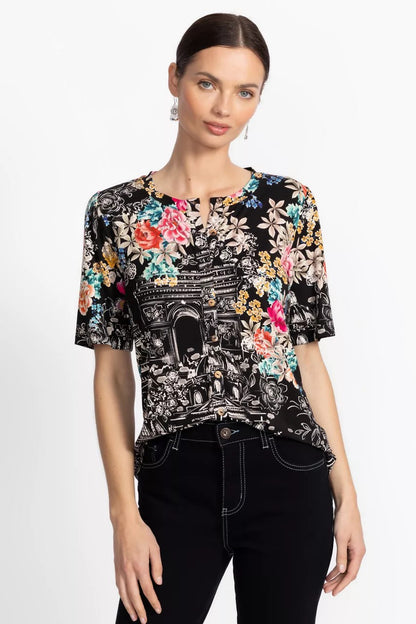 Johnny Was Women THE JANIE FAVORITE KIMONO SLEEVE MANDARIN TEE