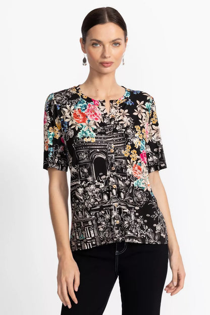Johnny Was Women THE JANIE FAVORITE KIMONO SLEEVE MANDARIN TEE