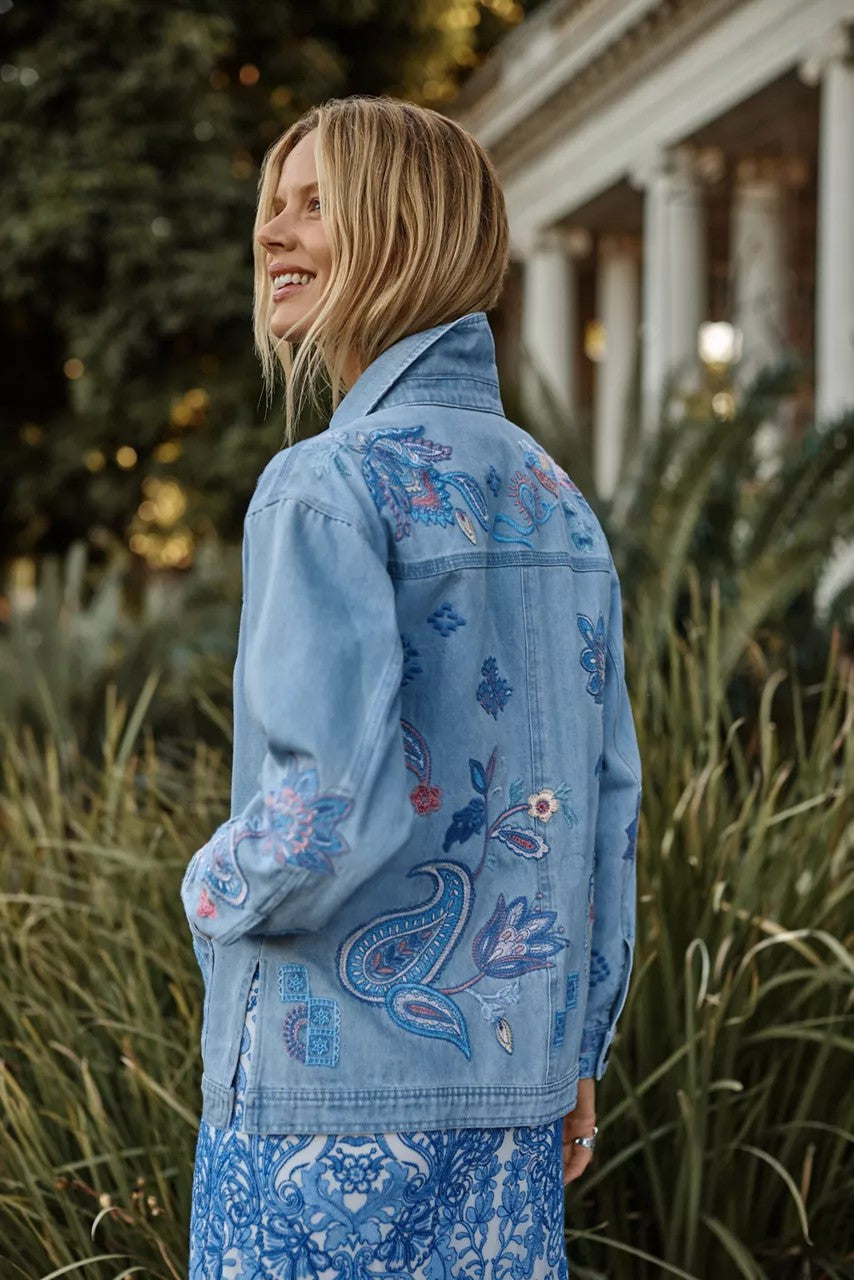 Johnny Was Women TRAPUNTO DENIM CHORE JACKET