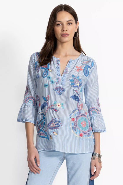 Johnny Was Women RUFFLE SLEEVE BLOUSE