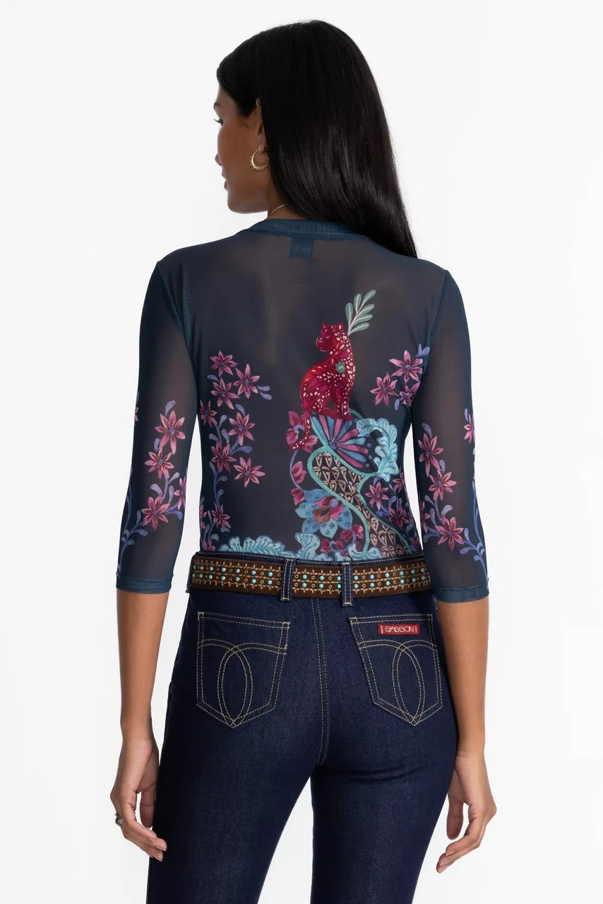 Johnny Was Women NATALIE 3/4 MESH TEE