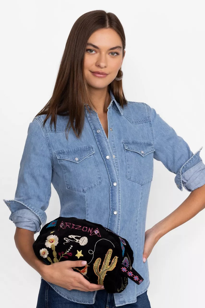 Johnny Was Women ARIZONA COTTON VELVET MAKEUP BAG