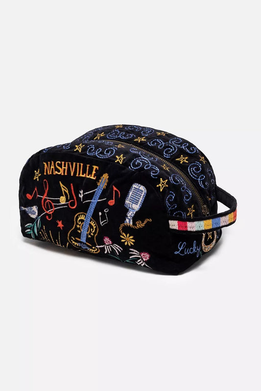 Johnny Was Women NASHVILLE COTTON VELVET MAKEUP BAG