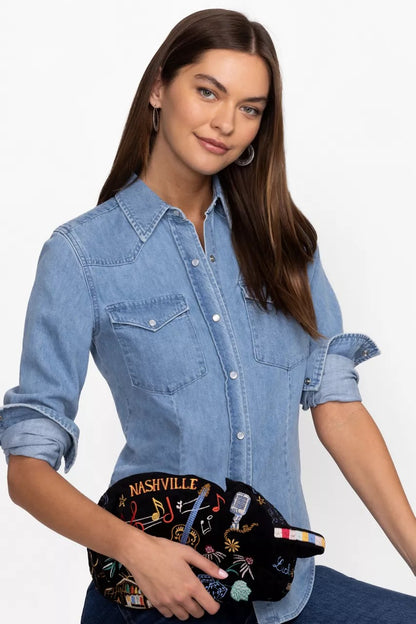 Johnny Was Women NASHVILLE COTTON VELVET MAKEUP BAG