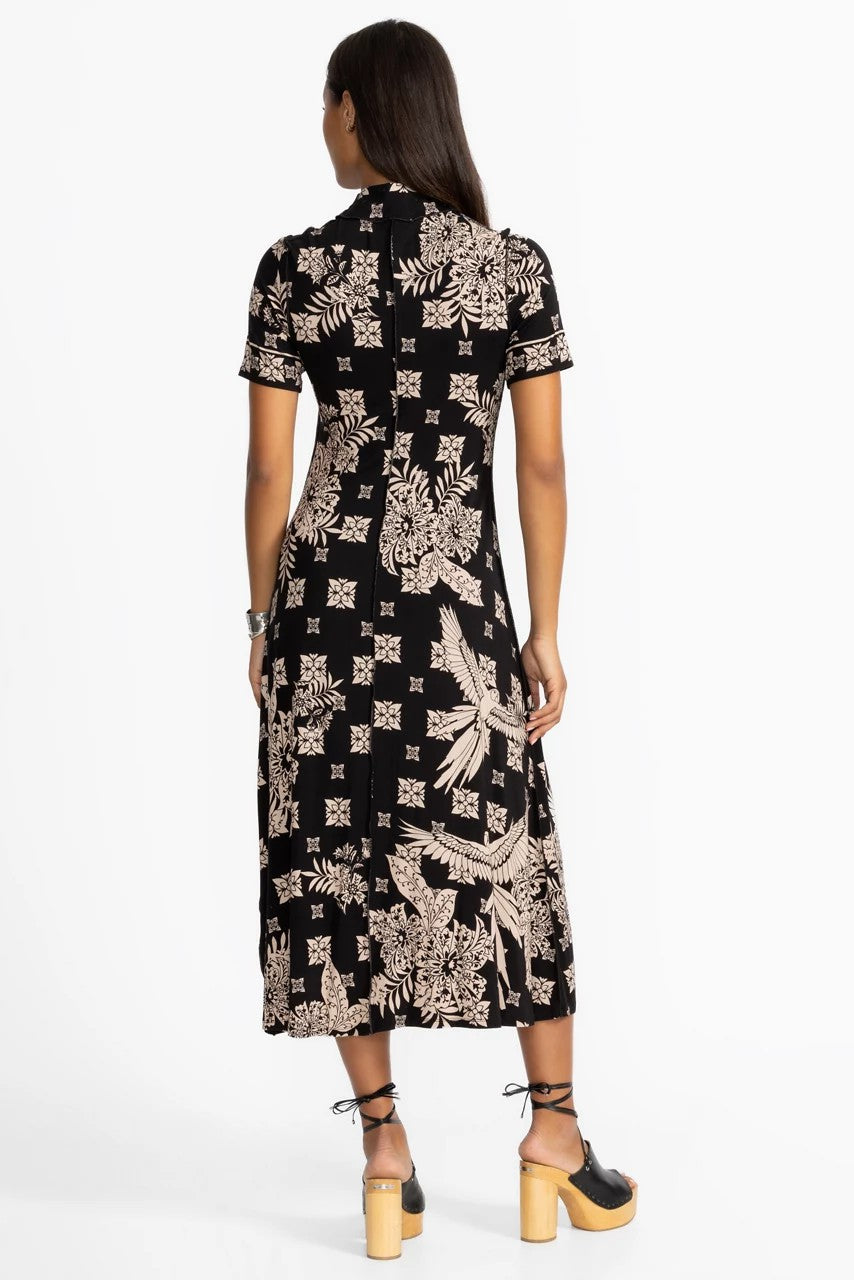 Johnny Was Women THE JANIE FAVORITE SHORT SLEEVE SEAMED MOCK NECK DRESS