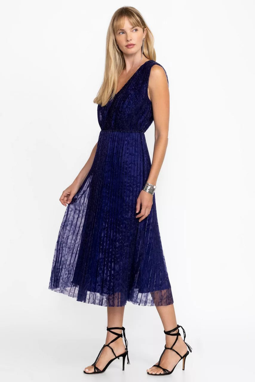 Johnny Was Women CLARIO PLEATED MIDI DRESS