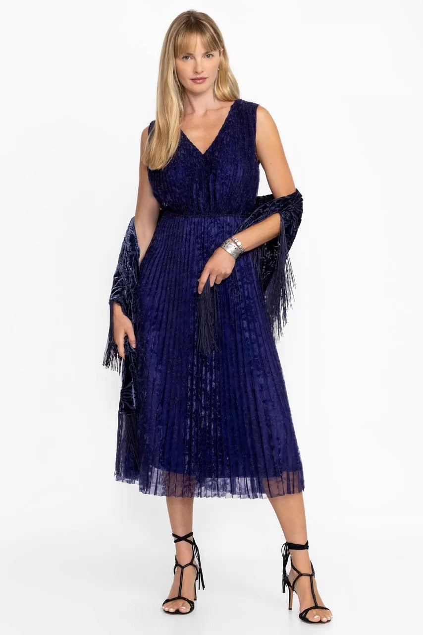 Johnny Was Women CLARIO PLEATED MIDI DRESS